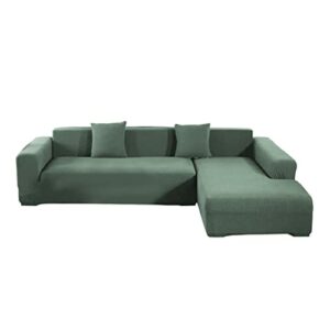 L Shape Sofa Cover Stretchable Sectional Sofa Cover L-Shaped Waffle Lounge Couch Cover Anti-Slip Sofa Cover 190-230cm Green,Articles for Daily Us