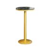 Bar Round Table Marble Highleg Table Bistro Cocktail Table with Golden Legs Sturdy Metal Frame Suitable for Living Room Coffee Shop Easy to Assem