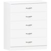 Vida Designs White Chest of Drawers, 5 Drawer With Metal Handles and Runners, Unique Anti-Bowing Drawer Support, Riano Bedroom Furniture