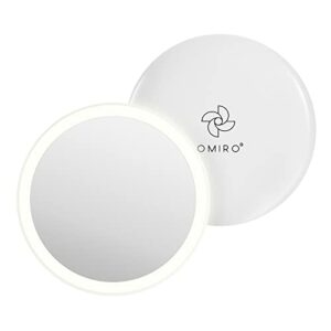 OMIRO Compact Makeup Mirror with Lights LED Mirror for Travel and Purse Women Gift Birthday Gift. An I love You Gift for HerWhite