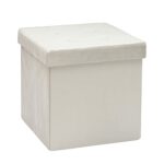 SENSIOHOME Sensio Home Velvet Ottoman Storage Cream Folding Seat Stool Cube Kids Toy Box Bedroom Furniture Footstool Pouffe Shoe