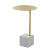 EYHLKM Marble Small Coffee Table Living Room Sofa Side Modern Wrought Iron Golden Small Round Table Color  Goldblack