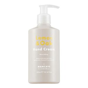 ManCave Lemon  Oak Nourishing Hand Cream 300ml Suitable for All Skin Types Natural Formulation Vegan Friendly Bottle made from Recycled Plastics