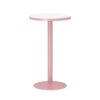 Modern Round Marble High Table Pink Counter Cocktail Table with Strong Metal Frame Easy to Assemble Suitable for Living Room Coffee Shop Height 7