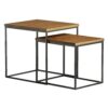 Wood and Metal Side Table Compact Square Coffee Tables Industrial Nesting End Tables Living Room Accent Sofa Tables Home FurnitureSize5055CM