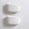 SUNFICON 2 Pack Wall Mount Remote Control Holder Adhesive Media Player Controller Holder Universal TV Remote Organiser Caddy Box Hollow Bottom Ea