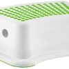 Glow Childrens Step Stool – Green Strong Compact Plastic Anti Slip Booster Stepping Stool for Kids with Slip Resistant Top Base – Safe Stable Sur