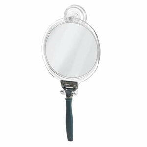 iDesign Power Lock Suction Mirror, Shatterproof Cosmetic Mirror, Made of Plastic, Clear
