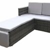 EVRE Outdoor Rattan Garden Love Bed Furniture Set Patio Conservatory Grey