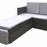 EVRE Outdoor Rattan Garden Love Bed Furniture Set Patio Conservatory Grey