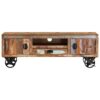 TV Stand with Storage Rustic TV StandIndustrial Home Entertainment Centerfor Bedroom Living RoomTV Cabinet with Wheels 43.3x11.8x14.6 Rough Mango