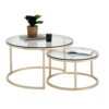 CCBUY 2 in 1 Iron Coffee Table Small Apartment Living Room Coffee Table Tempered Glass Round Sofa Side Coffee Table Color  Picture color Size  On