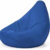 Bean Bag Bazaar High Back Chair and Footstool Combo 65cm x 87cm  Indoor Outdoor Water Resistant BeanBag Grey