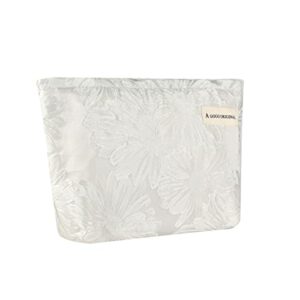 Fycyko Canvas Cosmetic Bag Lotus Flower Embroidery Toiletry Bag Handbag Small Pouch Purse Zipper Pencil Case Toiletry Organizer Storage Beauty Ma