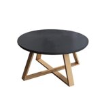 Round Nesting Coffee Table 5080CM Sofaside Leisure Tables Apartment Living Room End Tables with Crossed Solid Wood LegsSize50CMColorBlack