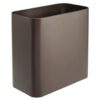mDesign Metal Wastepaper Bin — Compact Rectangular Bathroom Bin — Rubbish Basket for Home and Office — White