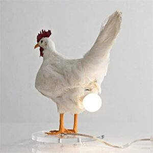 MTDBAOD Taxidermy Chicken Egg LampLED Night Lights Funny Desktop Decorative Rooster Lamp Personalized Hen Laying Sculpture Table Lightfor Home Be