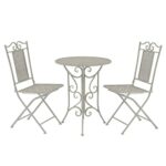 DLOETT 3 Piece Bistro Set Steel Garden Chairs and Table Set Outdoor Furniture Minimalist Color  Argento Size  Talla nica