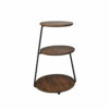 Cutfouwe Round Side Table Wood And Metal Industrial Design Coffee Table 3 Levels Bedside Table Sofa TableH61cm