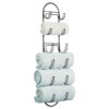 mDesign Wall Mounted Towel Storage Rack – Perfect Hanging Caddy for the Bathroom or Bedroom – Modern Hanging Hooks for Bathroom Storage – Black