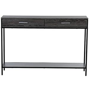 Living Room Console Sofa Table Console Table with Drawers Console Table Worktop Bottom Shelf 2 Drawer Industrial Minimal Style Grey for Hallway E