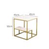 Square End Tables MetalModern Accent Side Table Compact Bedside Table for Living Room Bedroomwhite Marble Top and Shelf Iron FrameSize45  45  50C