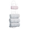mDesign Wall Mounted Towel Storage Rack – Perfect Hanging Caddy for the Bathroom or Bedroom – Modern Hanging Hooks for Bathroom Storage – Black