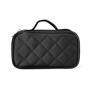 Make Up Bag Organizer for Women Travel Cosmetic Bag Waterproof with Brush Compartment and Mirror Portable Double Layers Large Capacity Make up Ca