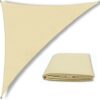 Triangle Sun Sail Shade Waterproof, 3m x 3m x 4.3m Grey Beige Right Angle Garden Canopy with 2 Colors 4 Sizes Optional, 3 Ropes, UV Block, Patio