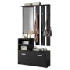 Julie Hall Tree with Shoe Cabinet Wall Panel Shelf  Mirror Matte Sonoma Oak