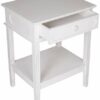 SZLHANJZ Modern Nightstand Bedside Table with Charging Station 2 Tier Wood and Metal Couch Sofa Side Table with Storage Slide Open Narrow End Tab