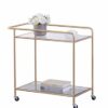 CSQingDesk 2tier Glass Coffee Table Rectangular Storage Cart Home Living Room Cafe Hotel Dining Car Home Sofa Side Table With WheelsSize71  38  6