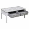 Festnight Coffee Table Center Table Rectangular Table with 2 Drawers for Living Room Grey 100x50x45 cm Wood