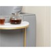 YAYADUStorage Basket Small Side Table Semicircle Metal End Table Coffee Table Bedside Table For Small Spaces Living Room Balcony Bedroom Color  G