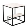 Square End Tables MetalModern Accent Side Table Compact Bedside Table for Living Room Bedroomwhite Marble Top and Shelf Iron FrameSize45  45  50C