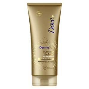 Dove DermaSpa Summer Revived Shimmer moisturises deep layers of your skin Medium to Dark for naturallooking tan 200 ml