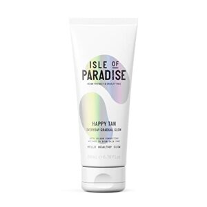 Isle of Paradise HAPPY TAN Fake Tan Lotion 200 ml Gradual Self Tanning Skin Care Natural Ingredients  Vegan