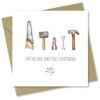 Absolutely Yours Fathers Day Card. Card for Dad. Tools Design with matching Envelope. 150 x 150mm. Ecofriendly. Printed and Packed in UK