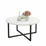 CJXin Living Room Coffee Table Wooden Stable Round Table Sofa Side Table The Mall Corridor Negotiating Table Single Layer Coffee Table Save Space