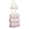 mDesign Wall Mounted Towel Storage Rack – Perfect Hanging Caddy for the Bathroom or Bedroom – Modern Hanging Hooks for Bathroom Storage – Black