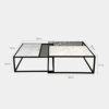 Metal Frame Marble Desktop Living Room Coffee Table Square Height Combination End Table Simple And Retractable WhiteColorWhiteSizeC