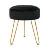 TOUCH-RICH Velvet Footrest Stool Ottoman Round/Square Modern Upholstered Vanity Footstool Side Table Seat Dressing Chair with Golden Metal Leg(Bl