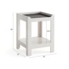 Tok Mark Traders  White High Gloss Side Table SShape 2 Tier Modern Coffee Table With Storage Wooden Living Room Furniture Best for Placing books