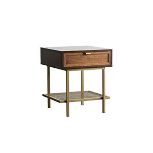 KIZQYN Sturdy Coffee Table Square Wood Side Table Modern Living Room Sofa Side Decor Small Coffee Table Home Retro Drawer Storage Bedside Table O