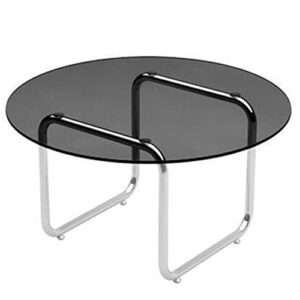 Nordic Modern Tempered Glass Coffee Table Side Table Metal Frame Stable Coffee Table Living Room Patio GardenSize70cmColorblack