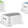 Glow Childrens Step Stool – Green Strong Compact Plastic Anti Slip Booster Stepping Stool for Kids with Slip Resistant Top Base – Safe Stable Sur