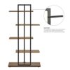 Meerveil Bookshelf, 5-Tier Floor Standing Bookcase, Asymmetrical Staggered Display Shelf, Plant Shelf, Industrial Style, for Living Room, Bedroom