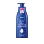 NIVEA Rich Nourishing Body Lotion 400ml NIVEA Moisturiser for Dry Skin Made with Deep Moisture Serum Natural Almond Oil and Vitamin E Smooth Skin