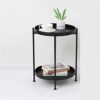 NA Side Table Wrought Iron Doublelayer Small Coffee Table Small Round Table Living Room Mini Sofa Round Small Side Table Color  B Size