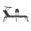Homecall XXL Aluminium Sun Lounger with Sun Roof Three-Legged Beach bed 200x70 cm Maximum Load 150 kg, Grey textilene, Quick Dry Foam